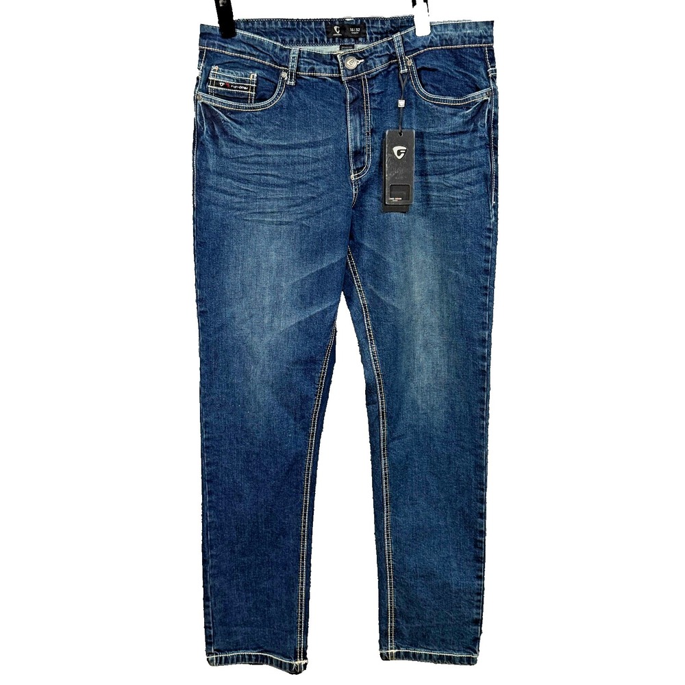 New Fried Denim Men's Jeans Dark Wash 36x32 Slim Fit Stretch Vintage Inspired